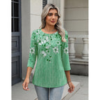 Zeagoo 3/4 Length Sleeve Women Tops Crew Neck Blouses Dressy Casual Summer T Shirts Loose Fit Business Work Clothes