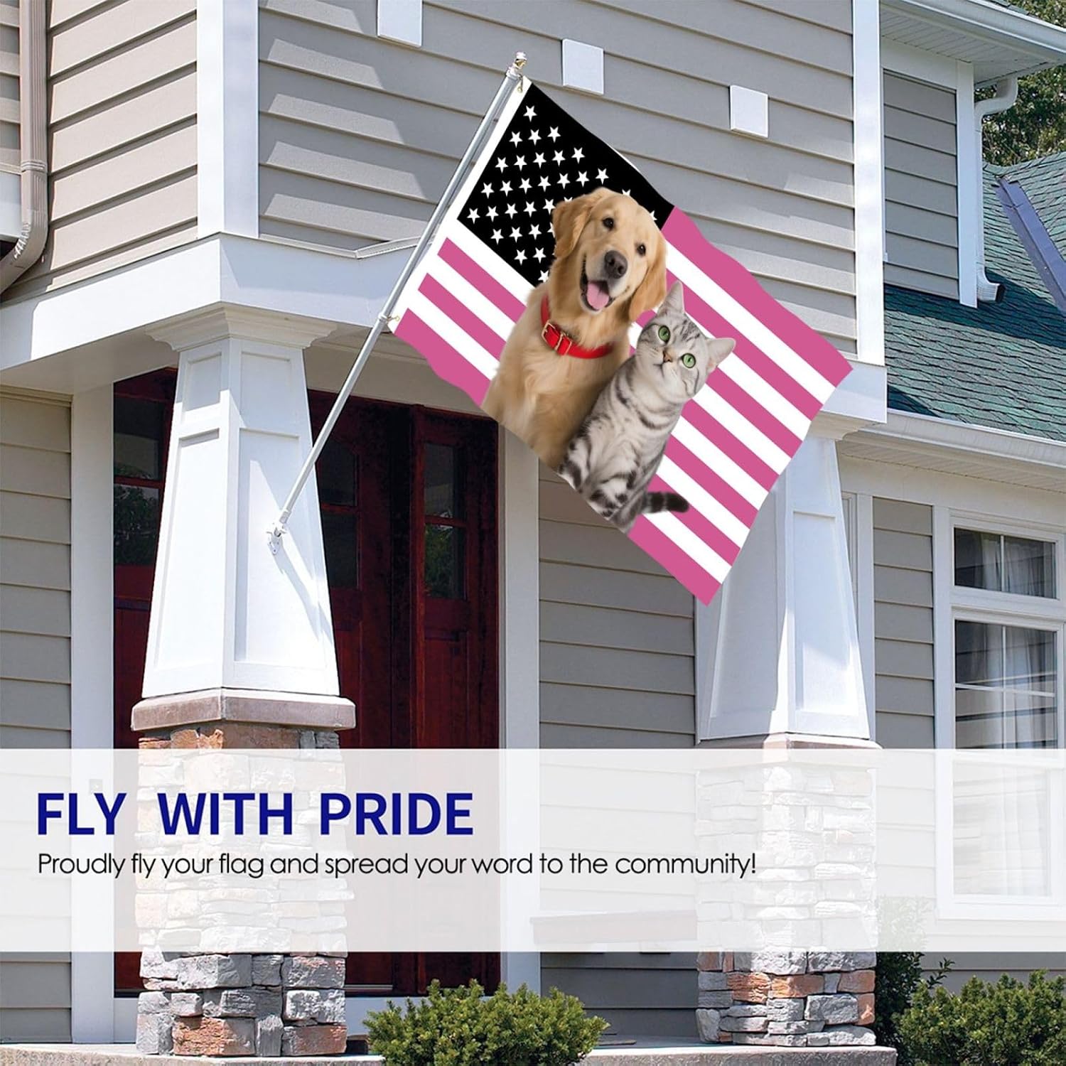 Custom Pink American Flag 3X5 Ft Outdoor, Personalize Print Your Own Text/Photo/Logo, Customized Flags For Outside, Design Your Image For Funny Tapestry Poster Banners