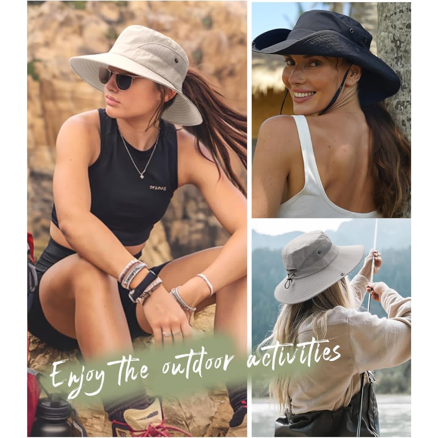 FURTALK Womens Sun Hat with Ponytail Hole Beach Hiking Summer Wide Brim UPF 80+ Outdoor Protection Foldable Bucket Hat