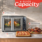 Gourmia Air Fryer French Door Toaster Oven - 6-Slice Capacity, Led Display With 19 Cooking Presets, Stainless Steel
