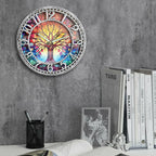 Wangiro 12" Round Tree Of Life Wall Clock Silent Non-Ticking Antique Silver | Plastic Frame,Precise Quartz Movement,Easy-Read Numerals,Easy To Hang,Ideal Gift For Living Room Bedroom Office Decor