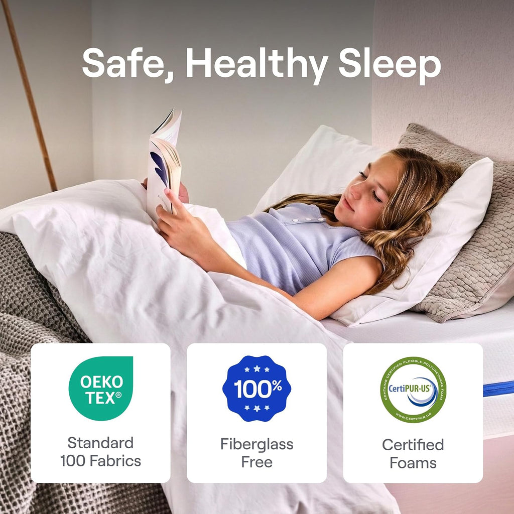 Nectar Kids Twin Mattress 8” - 2-Sided Design For Growing Children Ages 3-12+ - Pressure Relieving Memory Foam - Fiberglass Free - 365 Night Trial - Mattress In A Box
