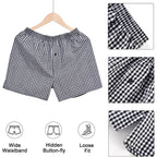 Mens Cotton Boxers Funny Woven Pattern Plaid Boxer Shorts Inseam Pajamas Single Pack