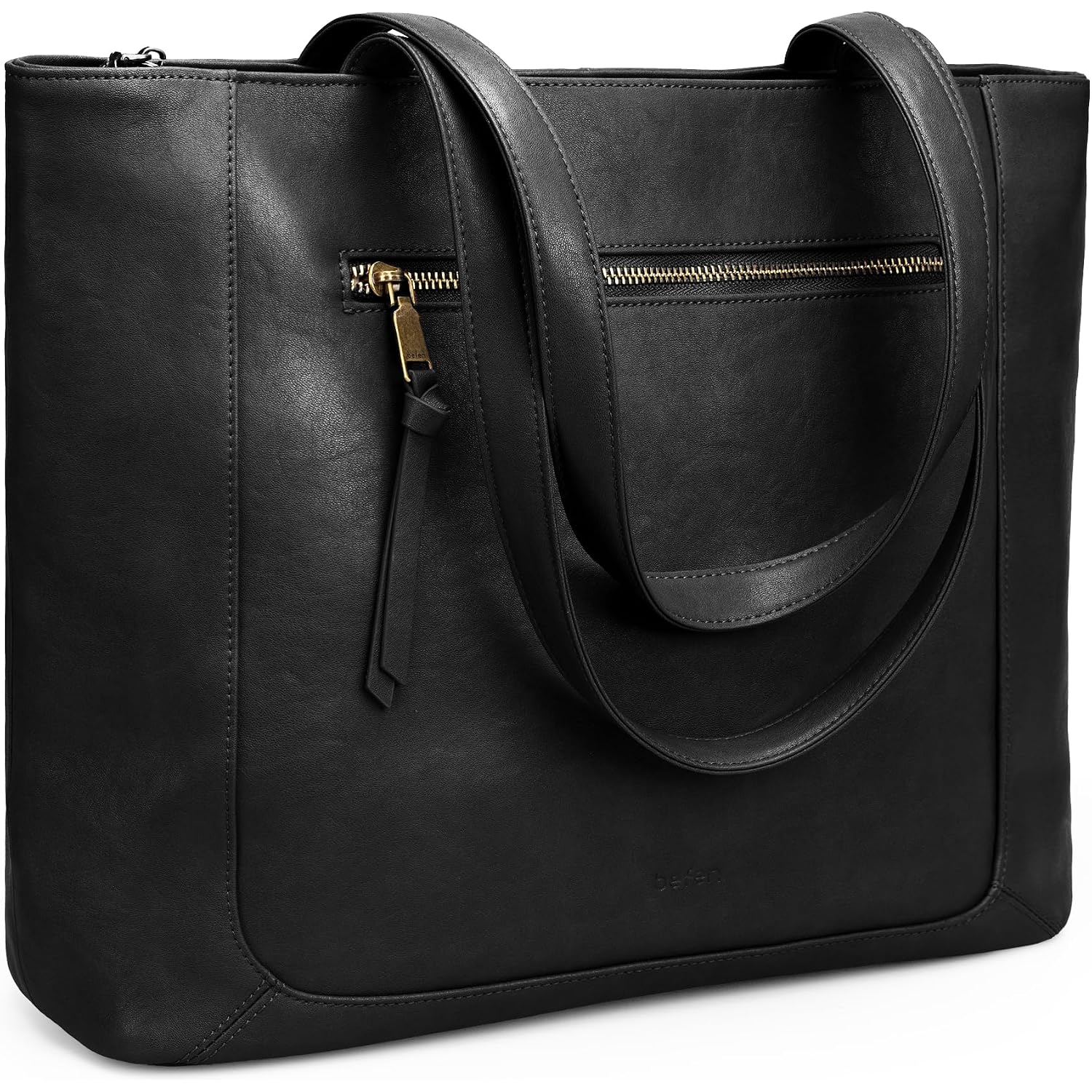 Befen Genuine Leather Tote Bag For Women, Large Work Tote Bag With Zipper Leather Purse And Handbags With 15.6" Compartment