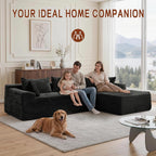 Korser 108" L-Shaped Modular Sectional Sofa With Chaise, Boneless Comfy Corduroy Fluffy Couch With Deep Seat And Side Pockets, Flexible Module Combination For Living Room, No Assembly, Side Pockets