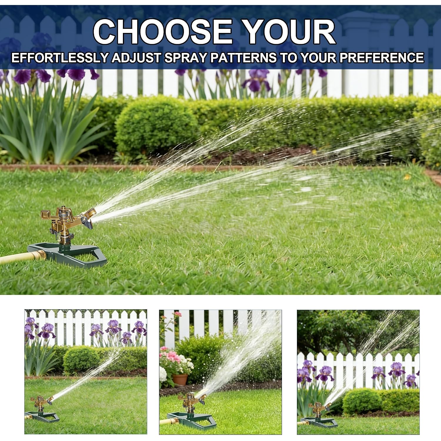 Hourleey Impact Pulsating Sprinklers For Yard - Heavy Duty Lawn Sprinkler With Metal Base, Adjustable Rotating 360 Degree For Large Area Garden, Coverage Up To 5,800 Sq. Ft
