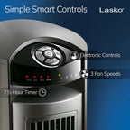 Lasko Oscillating Tower Fan With Remote - Quiet Standing Fan For Bedroom, Office, And Home - 3 Speeds - Powerful Cooling Air - T42951 - 42" Tall - Silver
