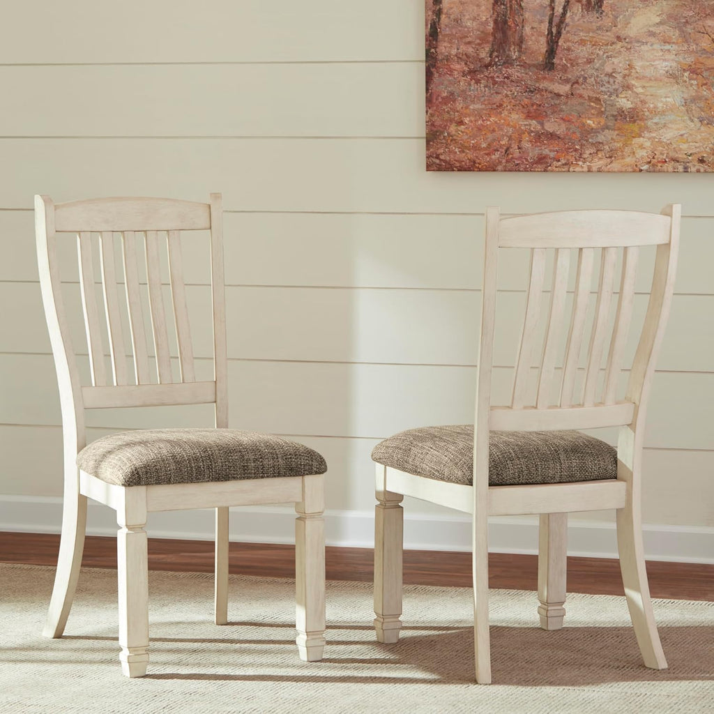 Signature Design By Ashley Bolanburg 20" Upholstered Dining Room Chair, Set Of 2, Antique White