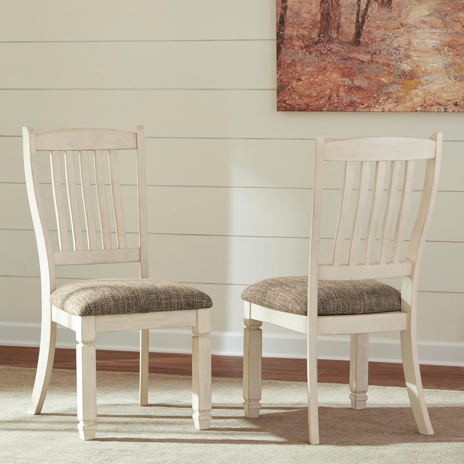 Signature Design By Ashley Bolanburg 20" Upholstered Dining Room Chair, Set Of 2, Antique White