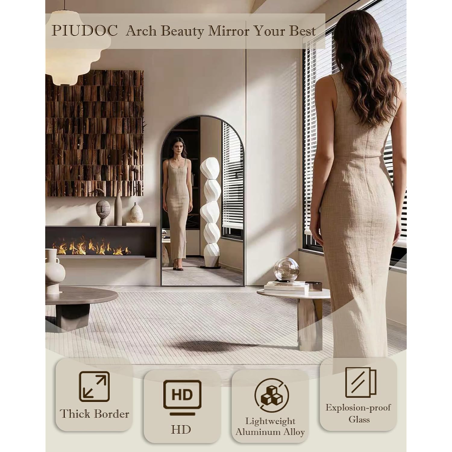 71"X32"Floor Mirror Full Length,Arched Full Length Mirror With Stand,Full Body Mirror,Hanging Or Large Leaning For Bedroom Living Room Black