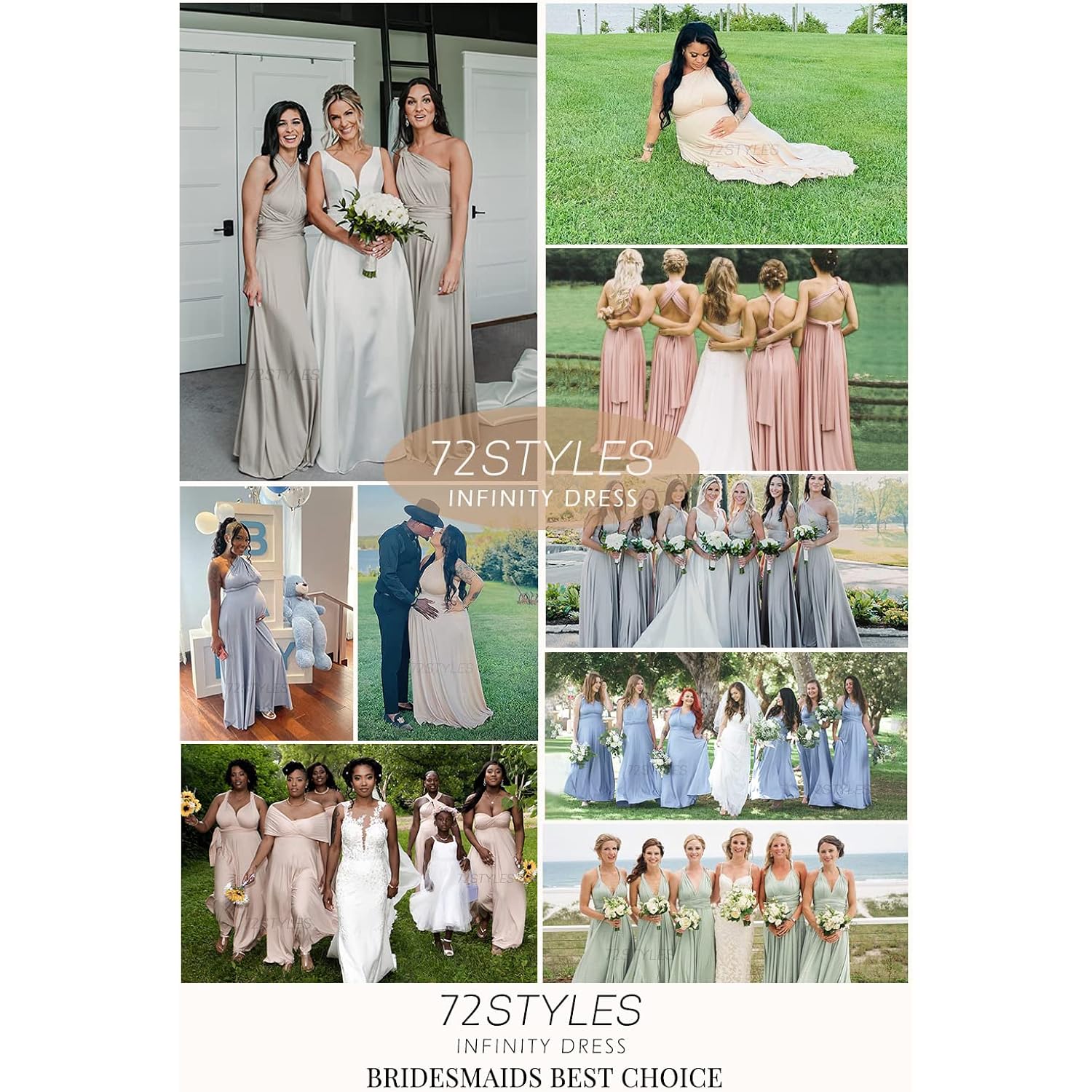 72Styles Infinity Dress With Bandeau, Convertible Bridesmaid Dress, Long, Plus Size, Multi-Way Dress, Twist Wrap Dress