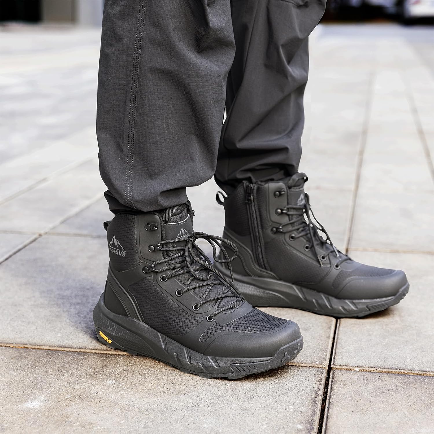 Nortiv 8 Men'S Military Tactical Boot Lightweight Comfortable Boots For Work All Day Side Zipper Motorcycle Combat Hiking Boots Metrostrike(8-9 Inches)