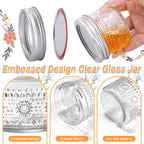 4 Oz Small Embossed Mason Jars 24-Pack With Airtight Lids, Leakproof | Mini Canning Jars, Reusable, For Jam/Jelly/Honey, Spices, Diy Candles, Wedding Favors & Gift Packaging