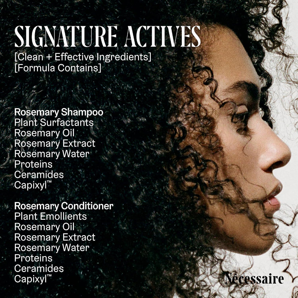 Nécessaire Rosemary Hair Duo | Multi-Protein Strengthening Rosemary Shampoo And Conditioner Set For Thinning Hair. For Women + Men. Free Of Sulfates. Color-Safe. 250 Ml / 8.4 Oz