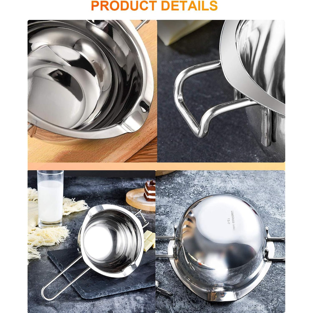 Stainless Steel Double Boiler Pot for Melting Chocolate, Candy and Candle Making (18/8 Steel, 2 Cup Capacity, 480ML)