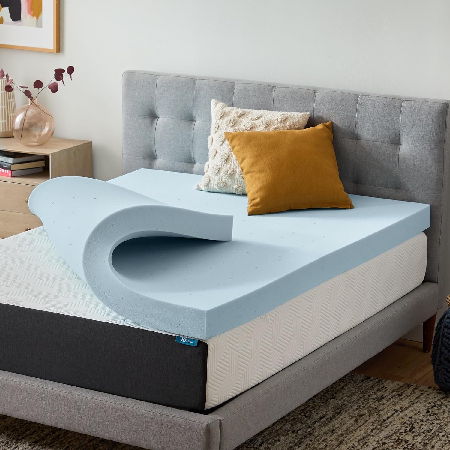 Lucid 4 Inch Memory Foam Mattress Topper, Twin Xl Size – Cooling Gel Bed Topper – Preassure-Relieving Ultra Plush Feel – Ventilated Breathable Design – Certipur Certified - Dorm Room Essentials