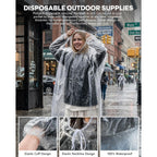 Disposable Rain Ponchos, 6Pk/9Pk Family Pack For Adults, Emergency Raincoat With Drawstring Hood For Travel Camping