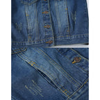 Women'S Casual Denim Waistcoat Slim Fit Frayed Sleeveless Jacket Ripped Tops With Pockets