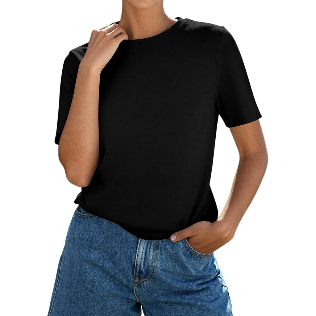 PRETTYGARDEN Womens Short Sleeve Tops Summer 2026 Casual Crewneck Cotton Basic Tee Shirts Fashion Clothing Spring Outfits