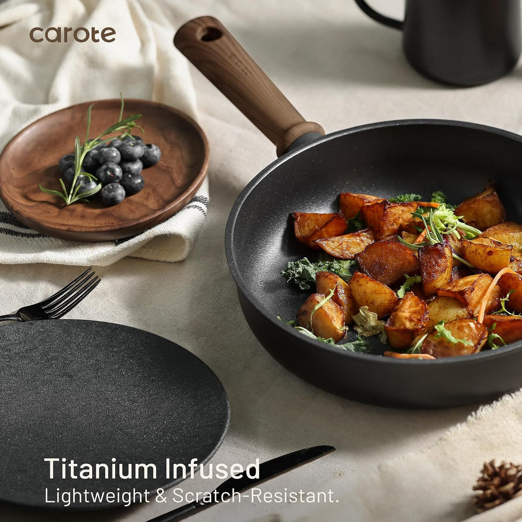Carote Nonstick Pots And Pans, Induction Titanium Cookware Set 16Pcs Kitchen Cooking Sets, Pot And Pan Non Stick W/Frying Pan (Pfos, Pfoa Free)