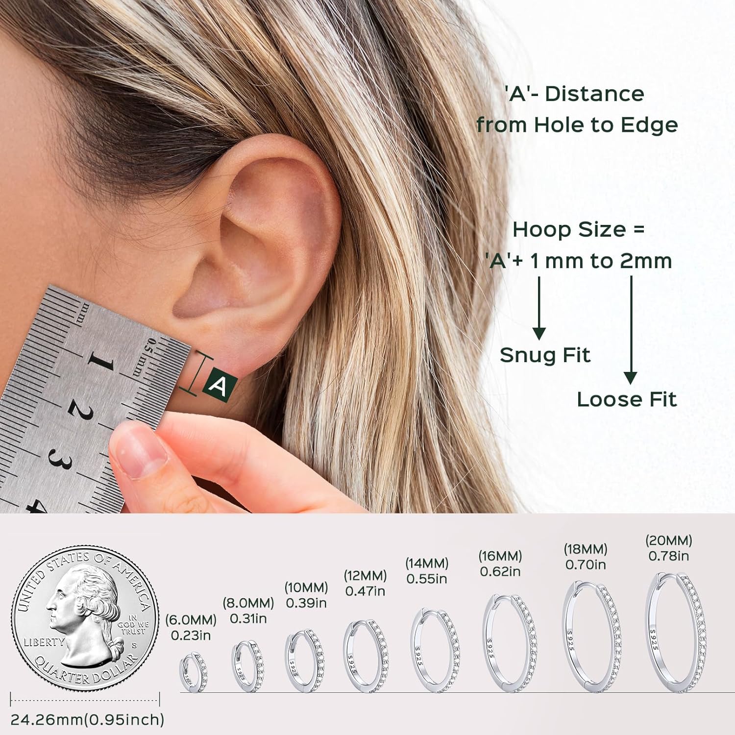 ChicSilver 925 Sterling Silver Huggie Earrings for Women 14K Gold Plated Silver Hoop Earrings for Women Hypoallergenic Small Cubic Zirconia Huggie Earring (6/8/10/12/14/16/18/20mm)