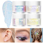 LANGMANNI Holographic Body Glitter Gel for Body, Face, Hair and Lip.Color Changing Glitter Gel Under Light. Vegan & Cruelty Free-1.35 oz (1# Golden Ocean+2# Sparkling Pink)
