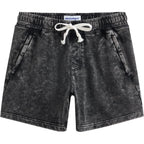 Maamgic Mens Casual Shorts 5/7 Inch Washed Cotton Summer Shorts With Elastic Waist Drawstring And Pockets