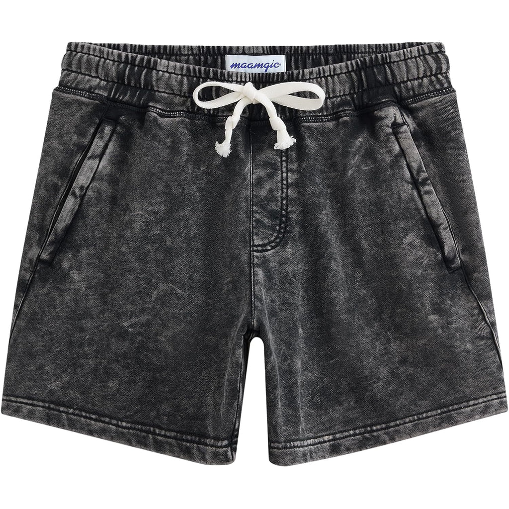 Maamgic Mens Casual Shorts 5/7 Inch Washed Cotton Summer Shorts With Elastic Waist Drawstring And Pockets