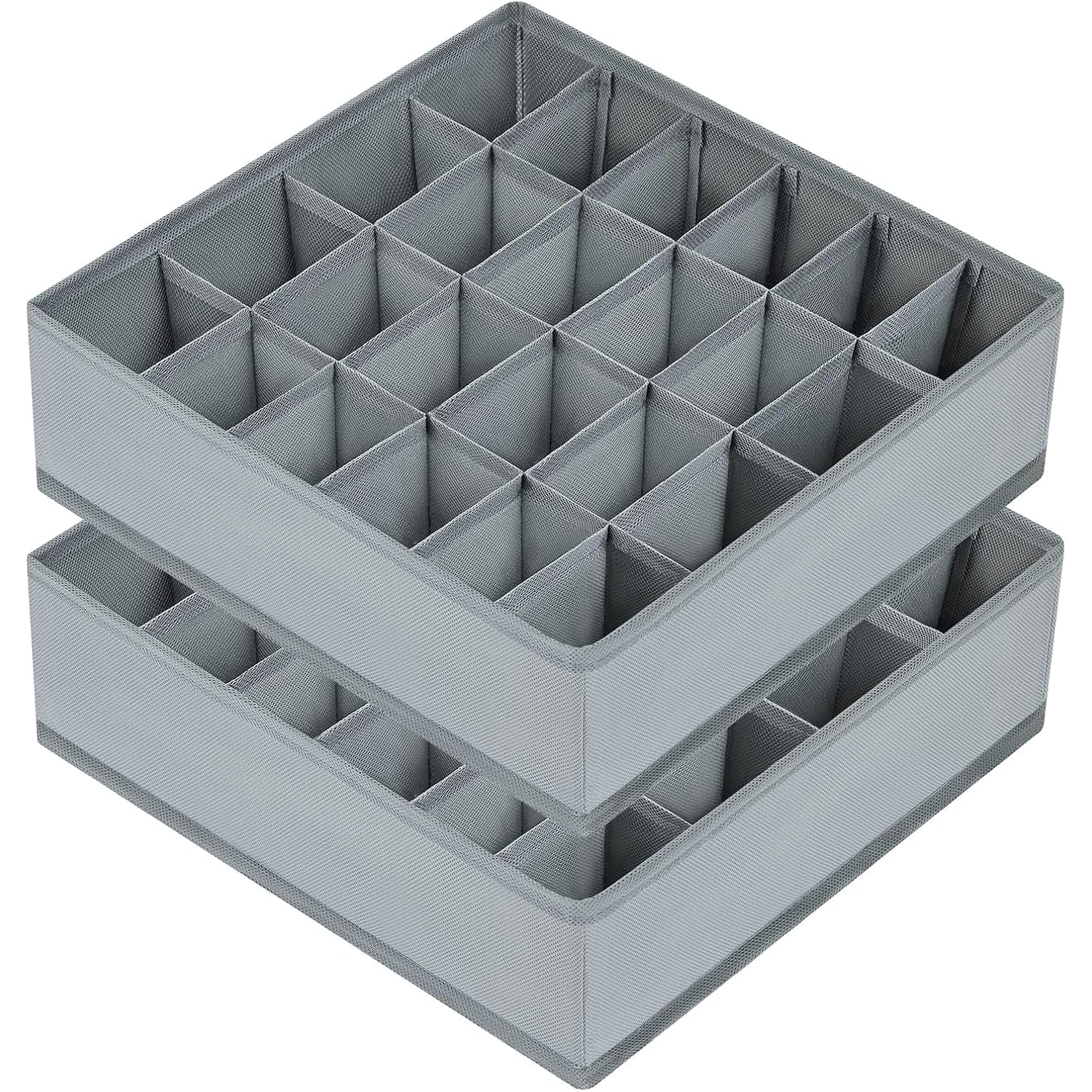 Joyoldelf Sock Drawer Organizer Divider 2 Packs Underwear Organizer, 24 Cell Closet Organizers And Storage Organizer Sock Holders Organizers For Storing Socks, Handkerchiefs, Ties, Belts (Grey)