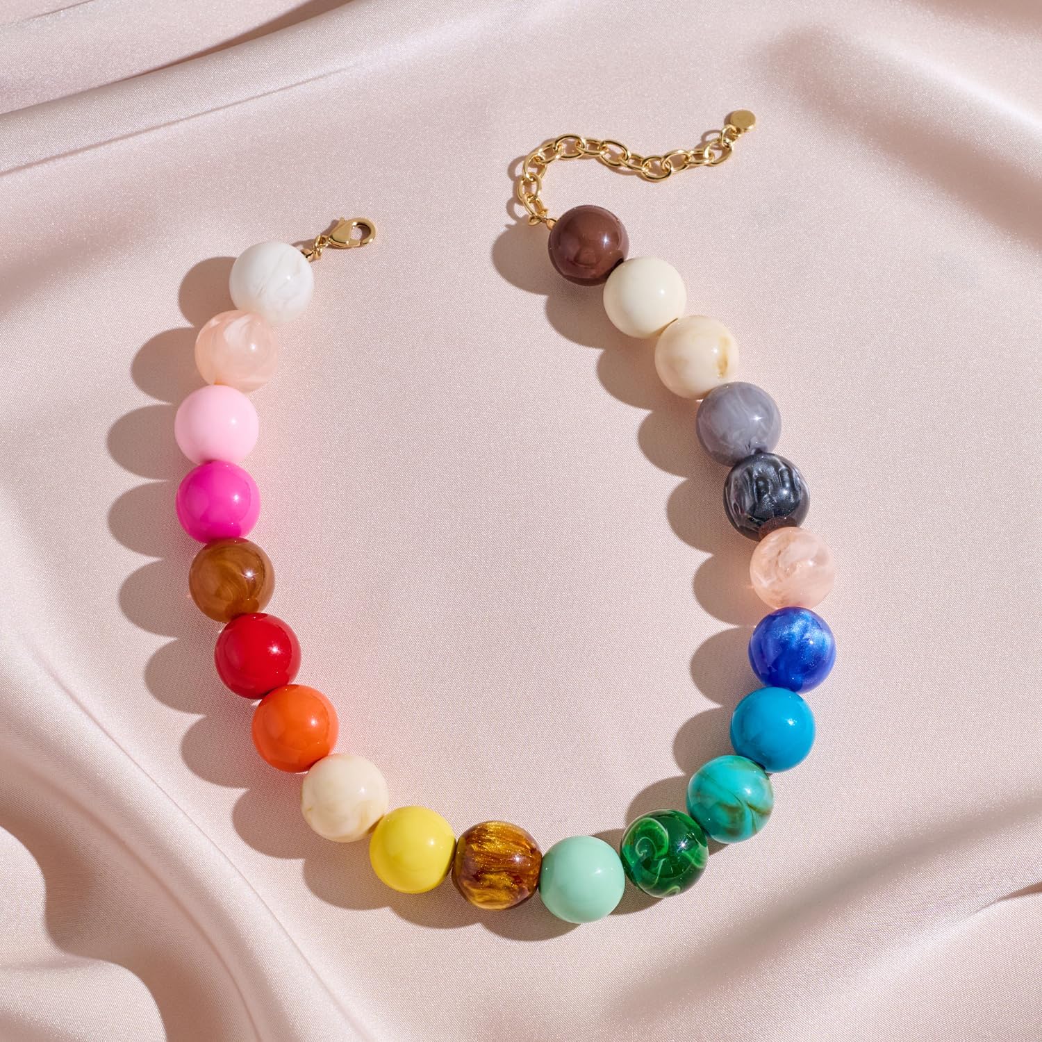 LILIE&WHITE Colorful Chunky Bead Necklaces For Women Trendy Boho Collar Statement Necklace Choker Summer Beach Jewelry Birthday Gift For Her