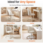 Neo Chair Office Vanity Chair With Wheels Comfy Desk Chair For Girls Cute Computer Small Armless Adjustable Height Swivel For Home Bedroom Task (White)