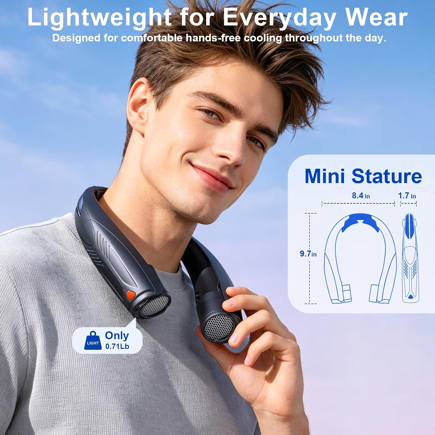 Portable Neck Fan With Reading Light, 6000Mah Usb-C Rechargeable Hands Free Fan, 6-Speed Wearable Fan, 360° Cooling Summer Gifts For Men Women, Travel, Camping, Outdoor Work - Black