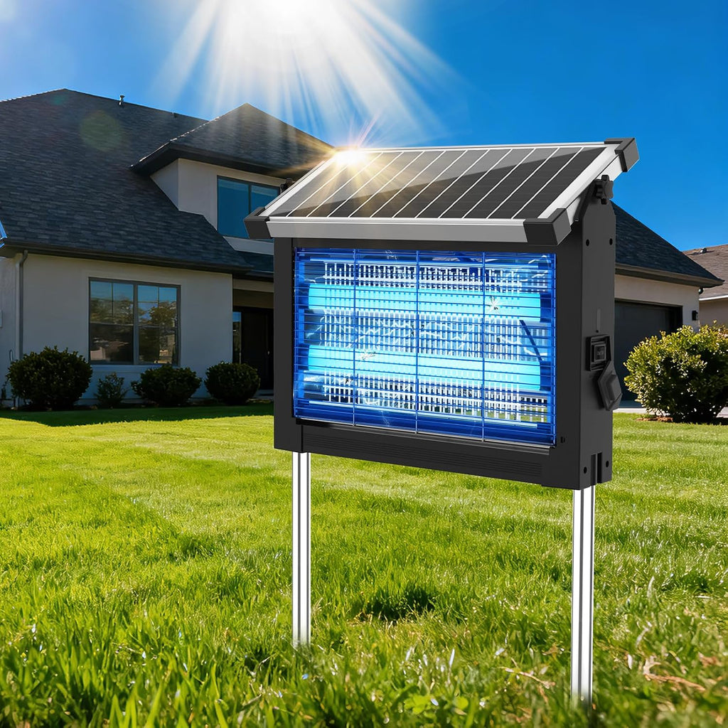 Solar Bug Zapper Outdoor, 4500V Mosquito Zapper Fly Trap For Patio | 10W Solar Panel, Ipx5 Waterproof, Auto Mode, Solar Powered, Usb C Charging, Electric Rechargeable Mosquito Killer For Garden