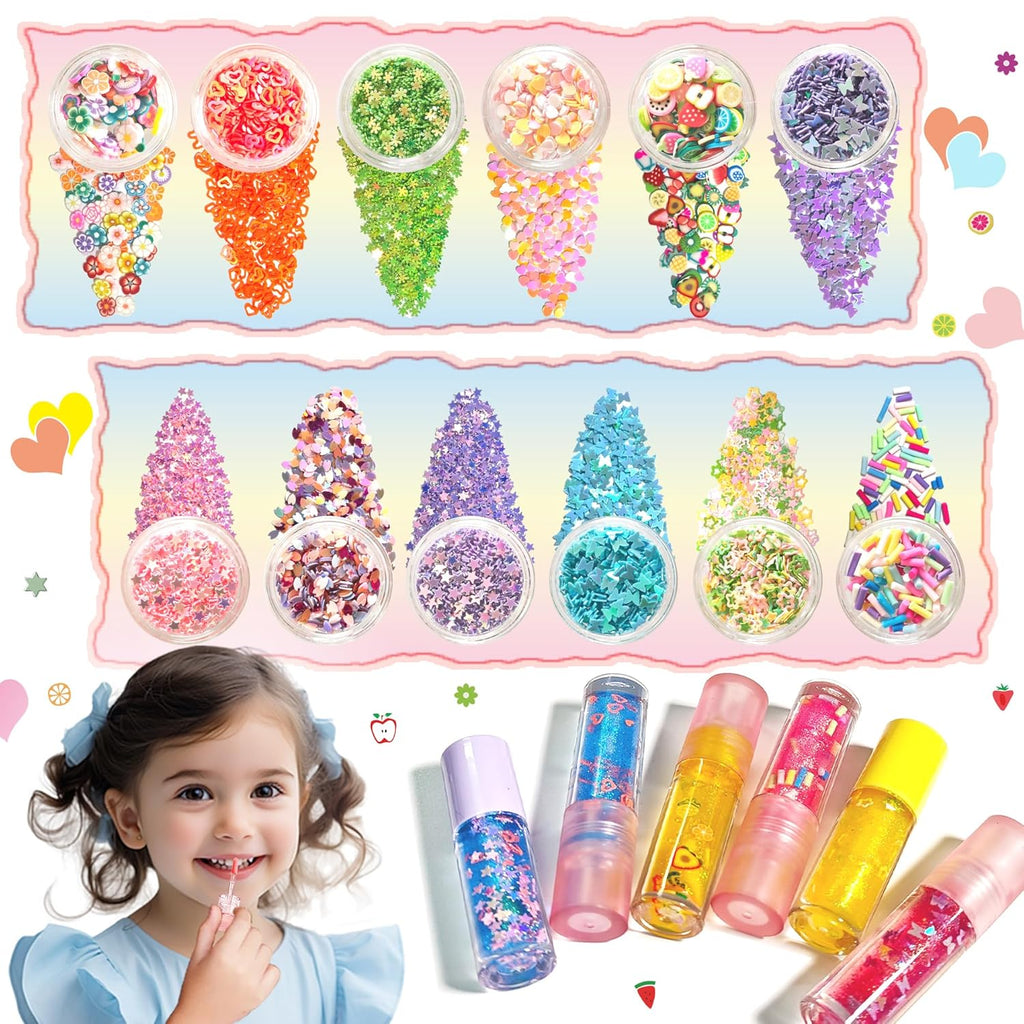 DIY Lip Gloss Making Kit - All-in-One to Make Your Own Lip Care Gloss Set with Clear Base, Pigments, Glitter, Tubes, Fun Creative Gift for Women Girls Makeup Lovers in Christmas Birthdays