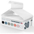 Plastic Hangers 30 Pack – Made In The Usa – 6Lb Capacity Standard Clothes Hangers With Strap Hooks For Dresses, Lingerie, Shirts, Pants, And Jackets – White