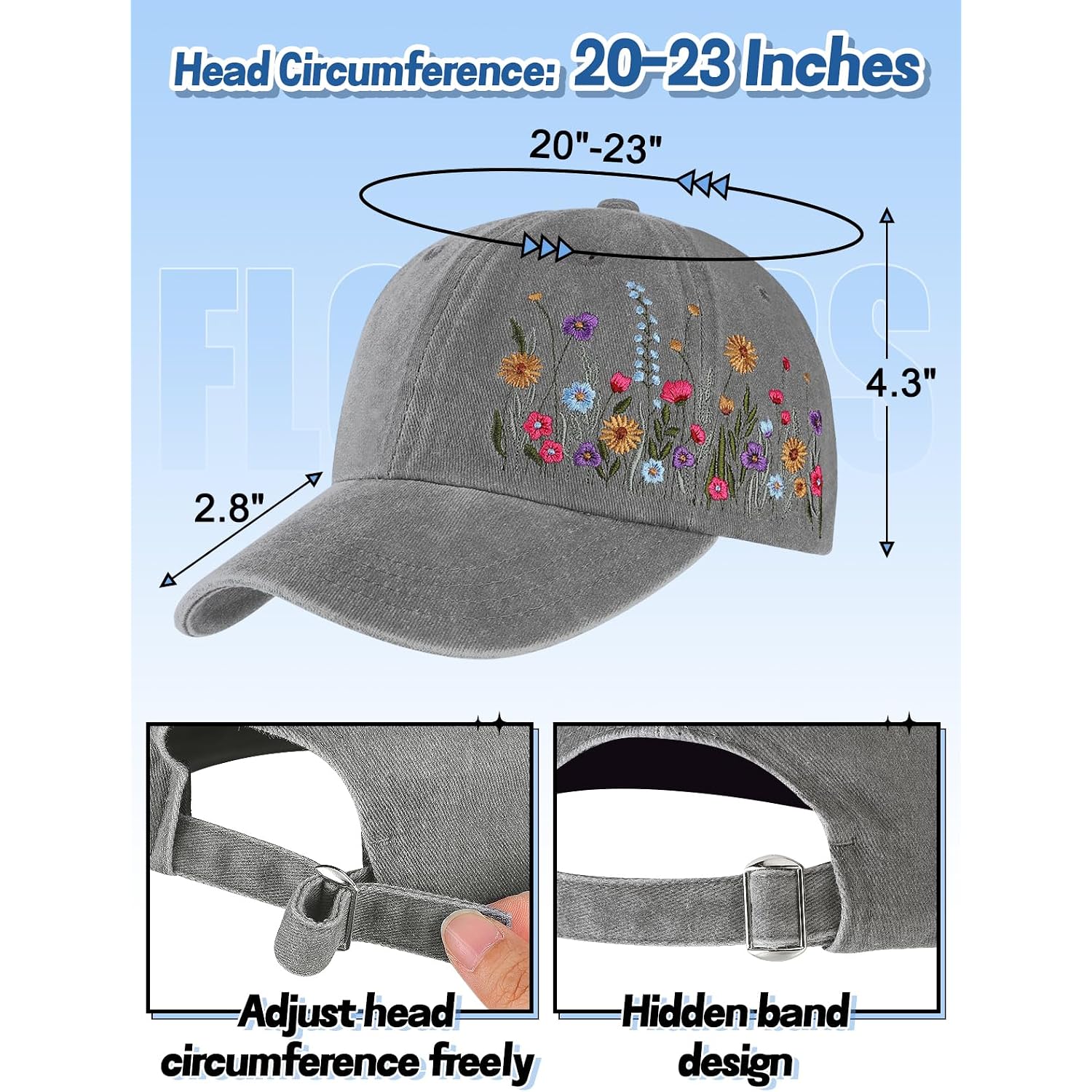 Biggun Trendy Embroidered Baseball Cap for Girls Women Men - Adjustable Soft Breathable Hats for Casual Wear