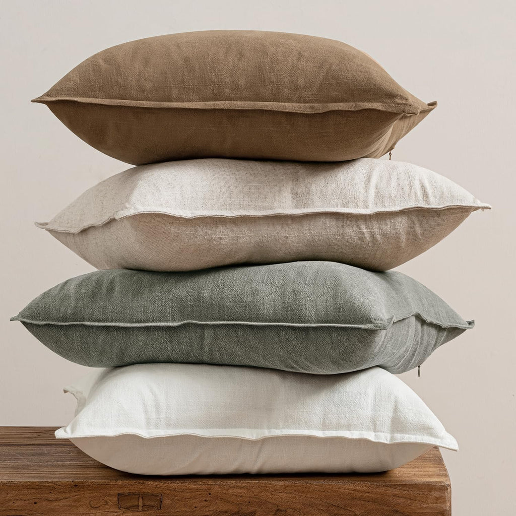 Miulee Neutral Boho Linen Decorative Pillow Covers 18X18 Inch Pack Of 4 | Natural Throw Pillow Covers Soft Farmhouse Couch Pillowcases Modern Home Decors For Living Room Bed Sofa