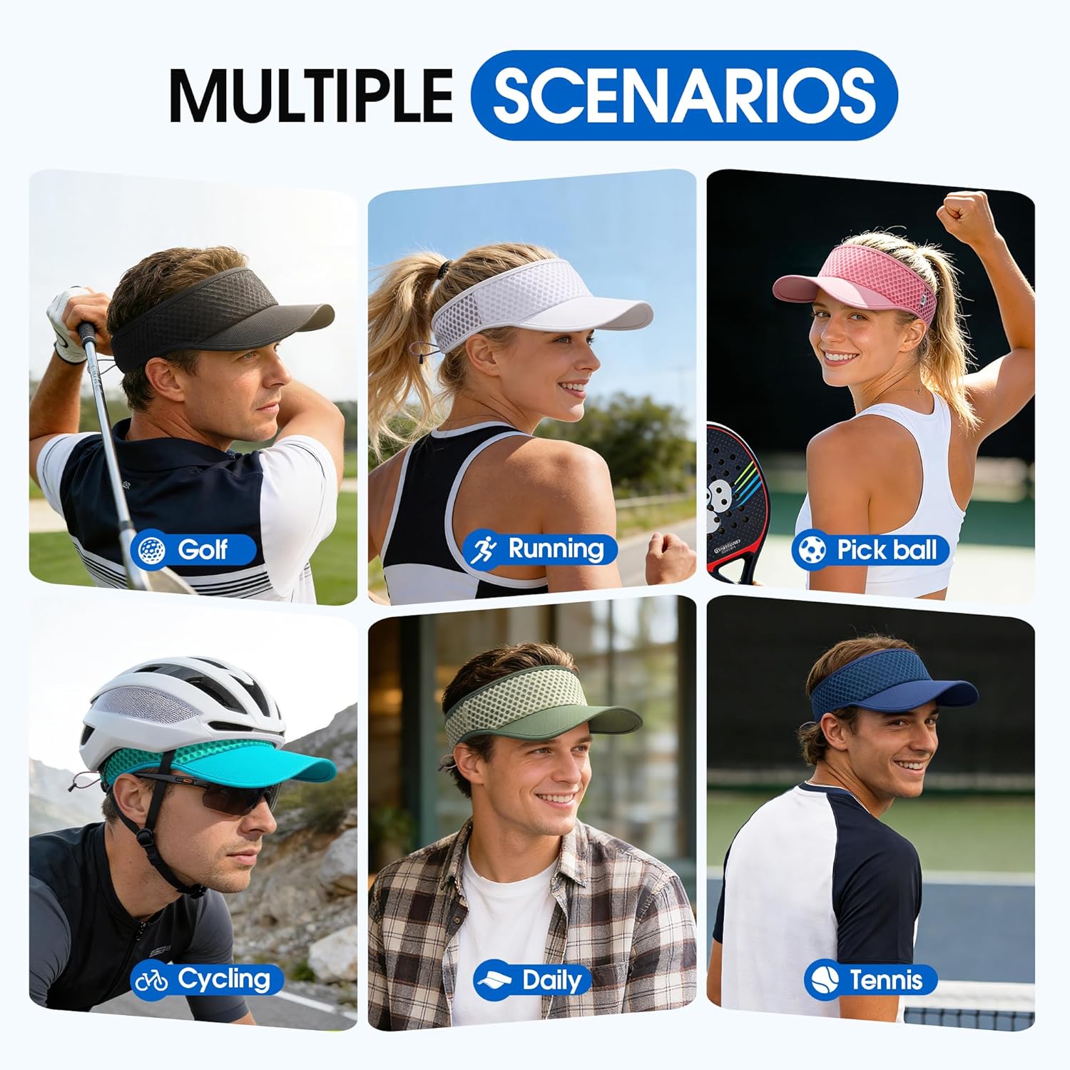 AUSFLUG Sun Visor Hat Men Women - Wide Brim Quick Dry Adjustable Cap, Lightweight for Golf Tennis Pickleball Beach