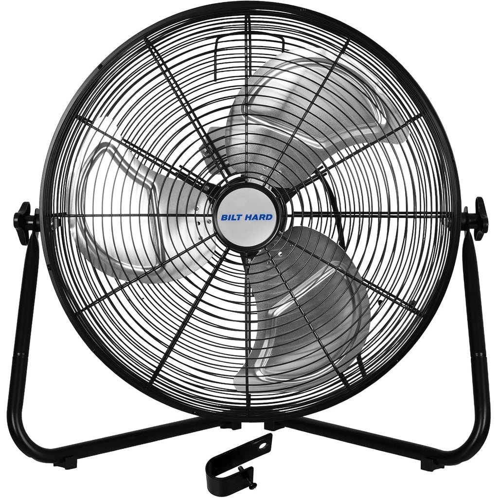Bilt Hard 20 Inch Heavy Duty Floor Fan - 4650 Cfm High Velocity, 3-Speed With Wall-Mounting System, Industrial Shop Fan For Commercial, Garage, And Greenhouse