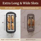 Elite Gourmet ECT-3100 4-Slice Long Slot Toaster | Extra Wide Slots for Bagels, Sourdough & Texas Toast | 6 Browning Settings | Reheat, Defrost & Cancel | Built-In Warming Rack | Stainless Steel