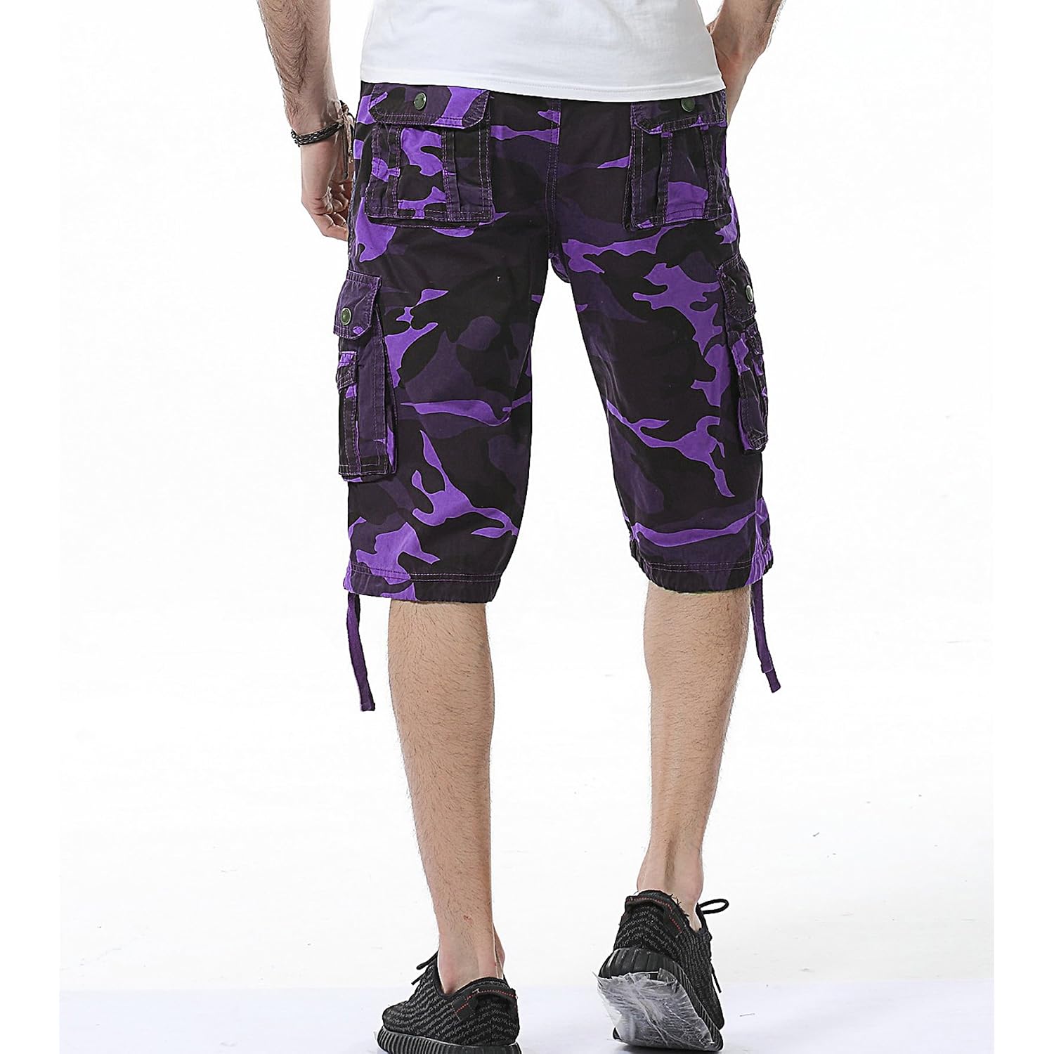 Mens Camo Cargo Shorts Cotton Multi-Pocket Outdoor Camouflage Cargo Shorts