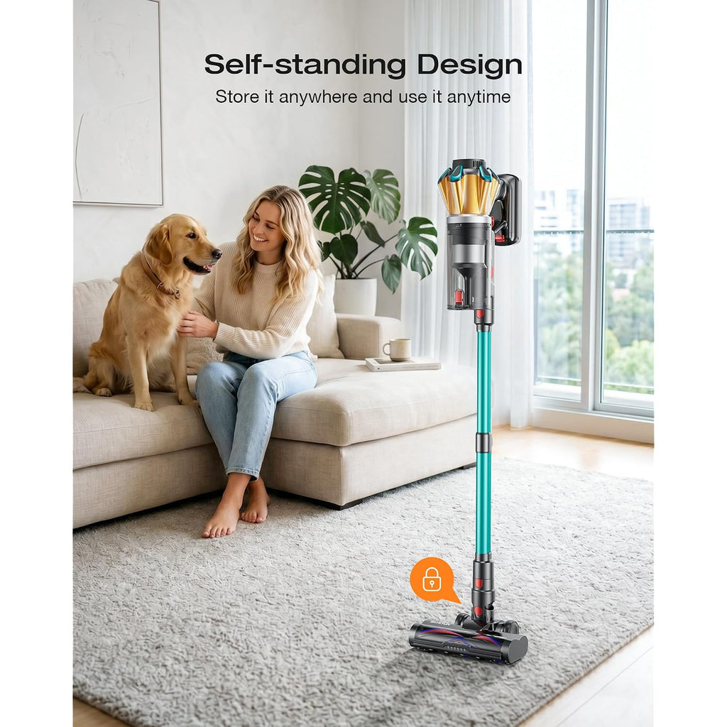 Cordless Vacuum Cleaner, 60Kpa 650W Stick Vacuum With Hurricane Mode, 70-Min Runtime, Anti-Tangle Brush, Self-Standing, Led Display, Cordless Vacuum For Pet Hair, Carpet & Hard Floor, Car
