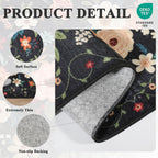 2X3 Rugs For Entryway, Floral Indoor Washable Door Mat, Non Slip Boho Small Rug For Kitchen, Soft Low Pile, Front Door Throw Rug For Entrance, Bedroom, Kitchen, Laundry, Bathroom, Black