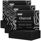 Keika Charcoal Black Soap Bar For Eczema, Psoriasis, Face, Body, Men Women Teens With Oily Skin, 5 Oz. (Charcoal, 3-Pack)