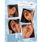21Pairs Hypoallergenic Flat Back Stud Earrings for Women - Surgical Stainless Steel Earrings for Sensitive Ears 20G Small Flatback Stud Screw Back Cartilage Earring Stacks Sets for Multiple Piercing