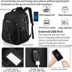 Extra Large Backpack For Men 55L,18.4Inch Travel Laptop Backpack With Usb Charging Port Business Flight Approved Carry On Backpack,Tsa Big Capacity Heavy Duty Computer Bag College Bookbag,Black
