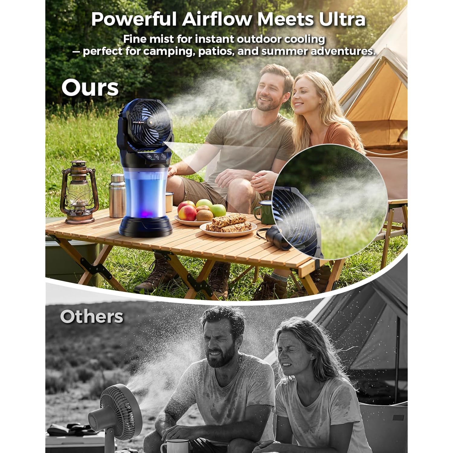 Misting Fans For Outside, Portable Mister Fan With 30000Mah Battery & Remote, 2L Tank & 4 Speeds Mist Modes, Extreme Heat Relief For Camping Patio Garden Backyard Tailgate Parties