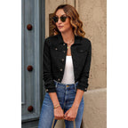Luvamia 2026 Cropped Jean Jackets For Women Fashion Short Denim Shacket Jacket Lightweight Fitted Stretchy With Pockets