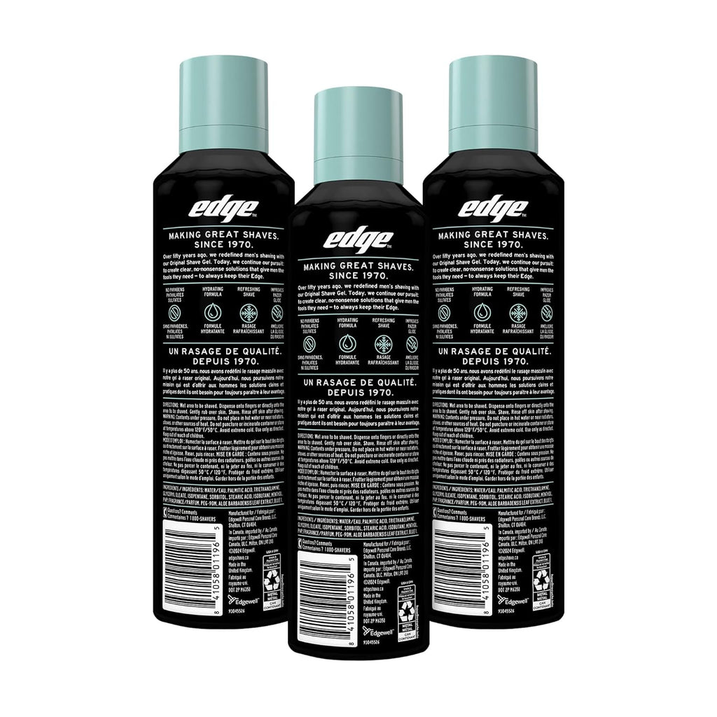 Edge Shave Gel for Men, Cooling Eucalyptus & Tea Tree, 7oz (3 Pack) - Shaving Gel For Men That Moisturizes, Protects and Soothes To Help Reduce Skin Irritation (Packaging May Vary)