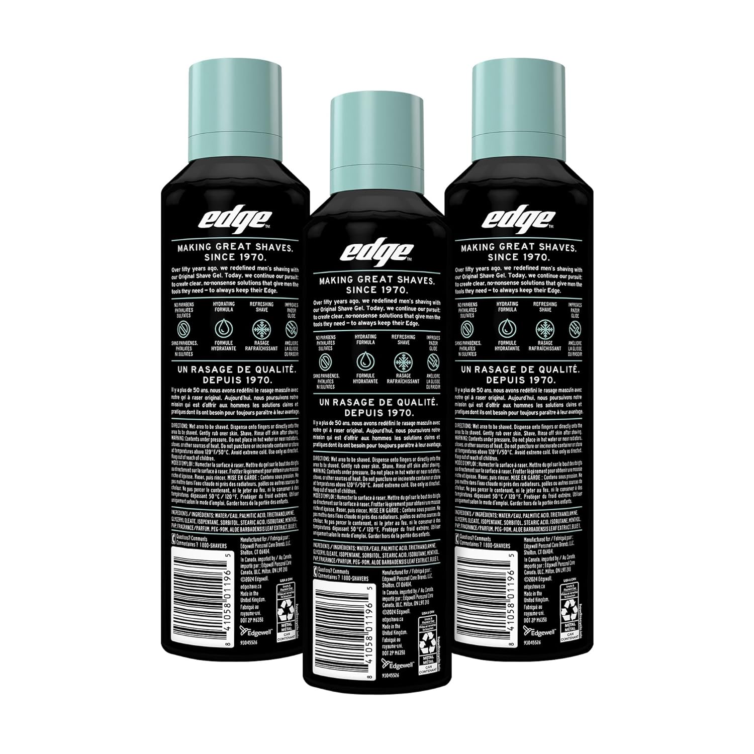 Edge Shave Gel for Men, Cooling Eucalyptus & Tea Tree, 7oz (3 Pack) - Shaving Gel For Men That Moisturizes, Protects and Soothes To Help Reduce Skin Irritation (Packaging May Vary)
